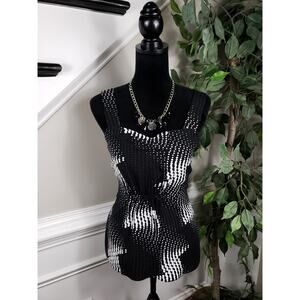 Kenneth Cole Women Top Small Black & White Polka Dot Printed Sleeveless Outdoor